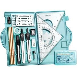 Juego de Geometría Profesional de Brújula de Metal, Juego de Geometría de Brújula, Juego de Geometría Profesional para Artistas y Estudiantes, Herramientas de Dibujo, Suministros de Dibujo (Azul)