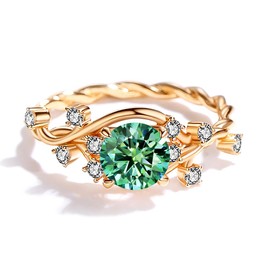 Minkuke 1CT Teal Moissanite Ring S925 Silver Plated Rose Gold Women's Jewelry Anniversary Party Gift, Gemstone, Moissanite