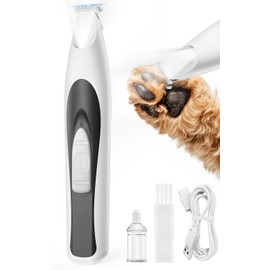 oneisall Low-Noise Dog Paw Trimmer with LED Light, Paw Trimmer for Dogs &Cats 0.8inch/20mm Wide Blade, 35dB Cordless Electric Pet Paw Grooming Clippers for Paws, Ears, Face, Rump