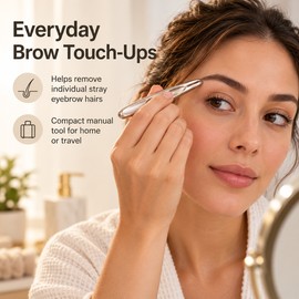 Eyebrow Tweezers for Precise Facial Hair Plucking - Rounded Tip, Golden Finish