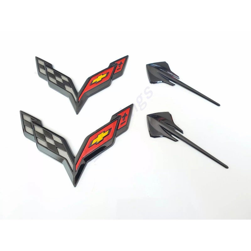 GM For 2014-2019 Corvette C7 Gloss Black Front & Rear