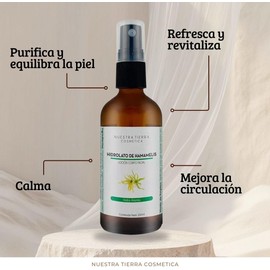 Hidrolato de Hamamelis Orgánico, Astringente, Artesanal, Hidrosol para Rostro, Cuerpo y Cabello - 100ml -