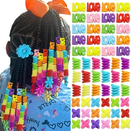 VENOFEN 60PCS Colorful Hair Beads Dreadlock Jewelry Decoration Cute Pony Beads for Braids Multi Style Acrylic Loc Accessories Hair Jewelry Making Kit
