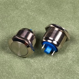 Gebildet 22 mm Flat Head SPST Momentary Push Button Waterproof, Self-Resetting Stainless Steel Push Button, Solder Pin Connections DC 6V/12V/36V/48V, AC 110V/230V 3A, 1NO