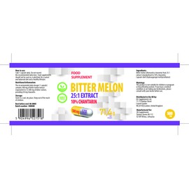 Bitter Melon (Momordica Charantia/Karela) 12,500mg Equivalent (500mg of 25:1 Extract) 120 Vegan Capsules, 10% Chantarin, High Strength Supplement