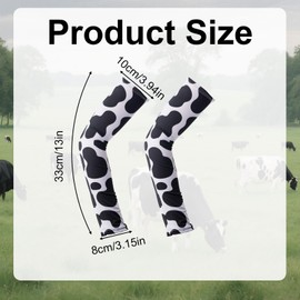 Mikovivi Cow Animal Print Arm Sleeves, Sun Protection Cooling Shooter Compression Cute Protective Covers for Basketball Football Outdoor Sports Supplies Accessories Women Men Youth (White and Black)