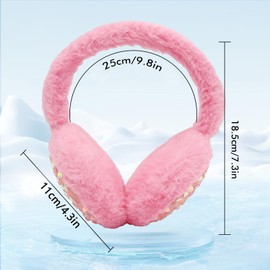 SEDEX Ear Muffs Kids Winter Girls Earmuffs Sequins Ear Warmer Childrens Plush Thermal Furry Ear Covers Windproof Soft Headband Outdoor Sports Faux Fur Ski Cycling Headwear Pink