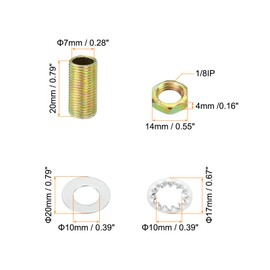 PATIKIL 1/8IP Thread 0.79 Inch Lamp Cable Kit with Lock Nuts Washers Fasteners Assortment Hardware for Chandelier Ceiling Light DIY Galvanised