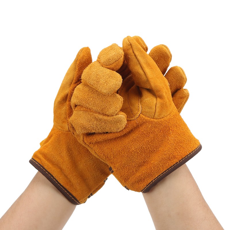 Heat Resistant Gloves Calf Leather Polyester Hand Protection BBQ Grill