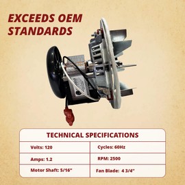 Quadrafire 812-4400 Combustion Blower Exhaust Fan Motor Upgrade Fits Models 1200, 1200i, Castile, Contour, Santa Fe, Insert, Outfitter I, II Part 812-3381
