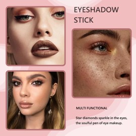 Eyeshadow Stick – 5 Shades, Soft & Creamy Matte Shimmer Eye Shadow Pencil, Metallic Powder Eyeshadow Crayon, High-Pigment & Shiny Waterproof Eye Shadow Pen for a Classy Look (B)