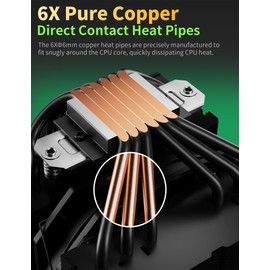 CPU Air Cooler with 6X6mm Heat Pipes,Dual 120mm Fan CPU Cooler 1600rmp,CPU Cooler AMD AM5/AM4/AM3 Series,CPU Air Cooler 6.22’’ Height Compatible with Intel LGA 1851/1700/1155/1156/2011/2066(Black)