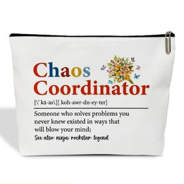 HUQIL Chaos Coordinator Makeup Bag for Women, Chaos Coordinator Gift for Women Manager Coworker Gifts for Women Colleague Mom Teacher Nurse Travel Toiletry Cosmetic Bag, Zipper Organizer Pouch -FS375