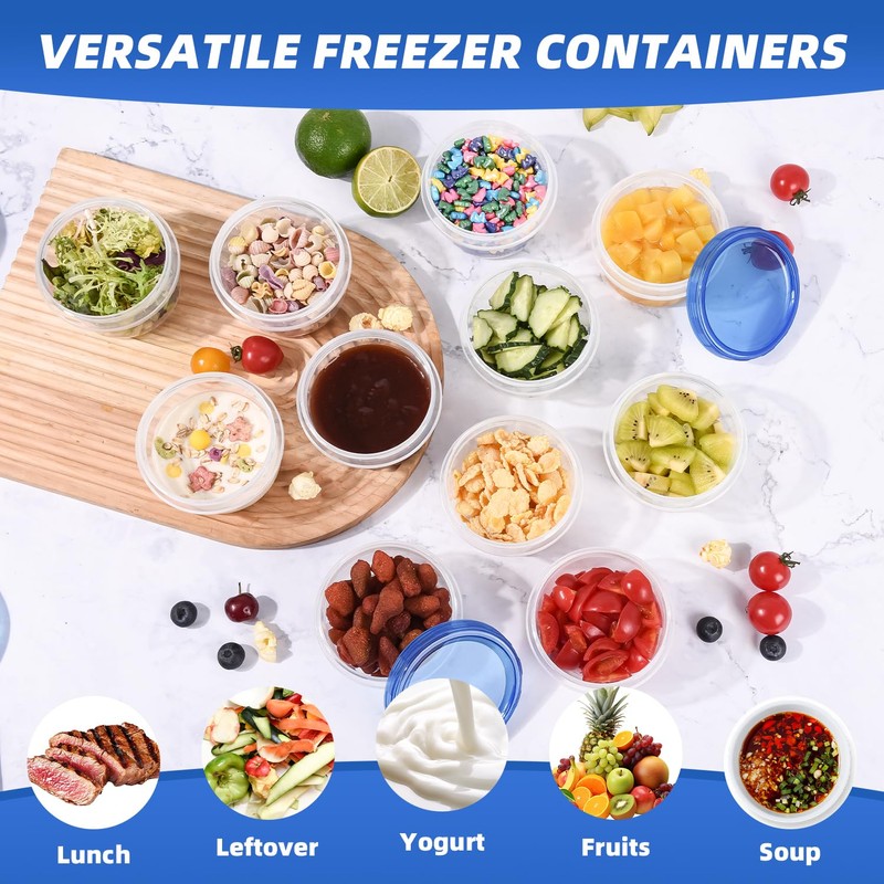 Freezer Storage Containers, [12 Pack-8 oz] Ultra Thick Freezer Containers