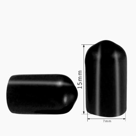 50pcs Screw Thread Protector Caps Inner Diameter 7mm PVC Rubber Round Tube Bolt Cap Plastic End Cap Black Thread Protectors