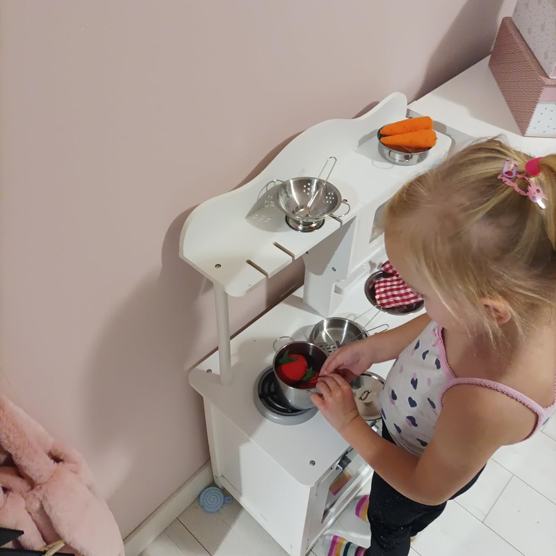 Children's cookware set with backpack, real-looking kitchen accessories, play kitchen