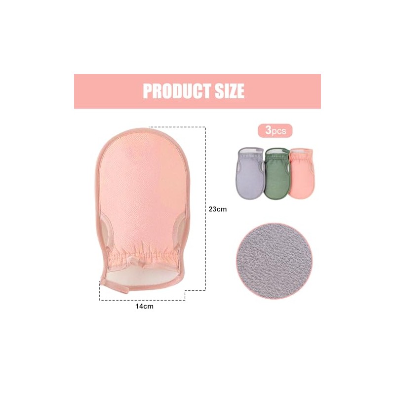 3 PCS Exfoliating Mitts, Deep Body Scrub Gloves, Dead Skin