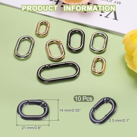 sourcing map 10 Pcs Spring O Rings Oval Metal Clips 1 Inch Spring Key Ring Buckle Clasps Connector Accessories for Bags Handbags Luggage Purse Hardware Keychain DIY Crafts, Black