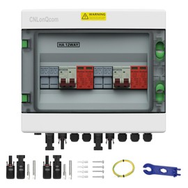 CNLonQcom 2 String Solar PV Combiner Box 2 in 2 Out IP65 DC500V 32A Circuit Breaker with Surge Protector and PV Fuse,Solar Disconnect Switch Outdoor Waterproof for Solar Panels System