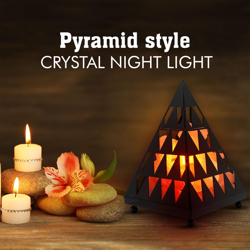 Himalayan Glow Pyramid Style Crystal Salt Lamp with Pink Salt