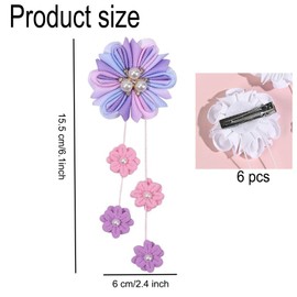 WADY 6PCS Hair Bows for Girls, Floral Grosgrain Ribbon Hair Accessories with Alligator Clips | Girls Hair Bows for Kids Teens | Fabric Handmade Barrettes Hair Accessories (B Flower Bows)