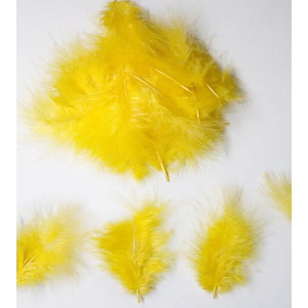 Diamante Crafts Mini Marabou Feathers 50 Per Pack - 3-8 cm - Yellow