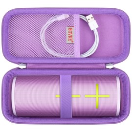 BOVKE Travel Case Compatible with Ultimate Ears Boom 4 Portable Waterproof Bluetooth Wireless Speaker, Boom 4 Holder with Mesh Pocket for Charging Cables, Lilac
