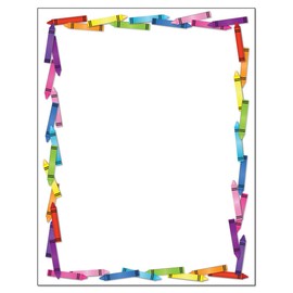 Colorful Crayon Border Stationery - 8.5 x 11 - USA Made - 60 Letterhead Sheets for Kids - Teacher Letterhead - Teacher Paper (Crayons)