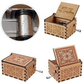 CAMKONG Laser Engraved Vintage Wooden Hand Crank Music Box, You are my Sunshine, Birthday, Christmas, Valentine's Day gift and also the best gift for friends and family.(Classic)