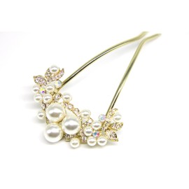 Miaomyao Hair Accessories, Hair Accessories, Hair Ornament, Pearl, Bijou, Flower, U-Shaped, Comb, Gold Hair Accessory