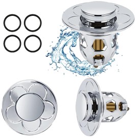 Tohrugue Universal-Auslaufstöpsel, Badewanne Zubehör Abfluss, Pop-Up mit Anti-Clogging-Filter, Anti-Blockierung, Badewannenstöpsel für Waschbecken, Küche, 34 – 40 mm, silberfarben