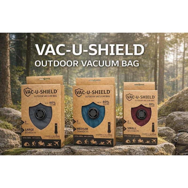 Vac-U-Shield Set 2 Sacchetti Sottovuoto Viaggio Outdoor Rosso 45x34 cm