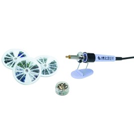 Pebaro 0259 Strass Set, Strasskolben, 12 Aufsätze für verschiedene Größen, 1.440 Strasssteine, Nieten; Hotfix Applikator Glitzersteine auf Stoff, Leder, Papier etc., Kreativ Set, Basteln, Designen