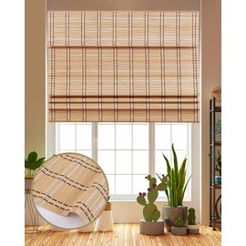FoundGo 48" W x 72" H Cordless Bamboo Roller Blinds Sun Shade,Retro Light Filtering Roller Bamboo Curtains Bamboo Roll Up Window Bamboo Roller Curtain Shades for Windows,Doorways