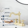 Bathroom Faucet Brushed Gold GGStudy 2 Handles 4 Inches Centerset