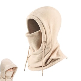 EVDZNA Balaclava, Winter Mask, Face Cover, Motorcycle Mask, Adjustable Hood Hat, Warm Fleece Lining, Ski Mask, Soft, for Cold Weather, Skiing, Outdoor, Motorcycle, Mountain, khaki