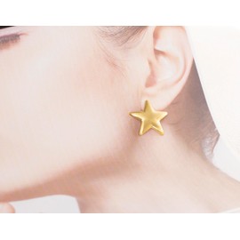ELBLUVF Stainless Steel Gold Plated Chunky Beach Small Big Brushed Star Lucky Star Stud Earrings For Women Jewelry Gift
