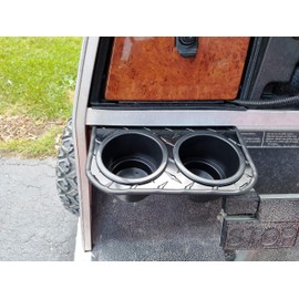 Fits Club Car DS 2 Jumbo Cup Drink Holder Black Powder Coated Aluminum Diamond Plate
