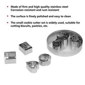 QANYEGN Small Cookie Cutters Geometric Shapes Set, Geometric Metal Cookie Cutters Set, Cookie Cutter Small Mold for Kitchen, Baking Decorative Food