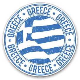 Vinyl Stickers (Set of 2) 7.5cm - Greece Greek Flag Travel Stamp #5591