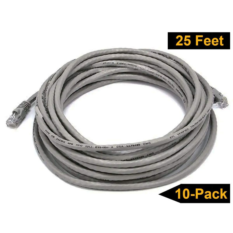 iMBAPrice 1' Cat5e Network Ethernet Patch Cable, 10 Pack, Gray