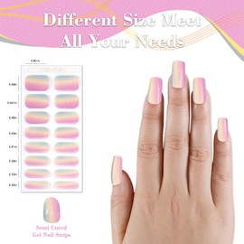 XEAOHESY 1 Sheet Semi Cured Gel Nail Strips, Sticky and Not Easy to Fall Off, Softer and More Fitting, Waterproof and Long-Lasting, Needs to Be Cured with a Lamp(Solid Color 8)