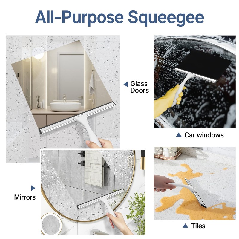 AmazerBath Squeegee for Shower Glass Doors - All-Purpose Squeegee with