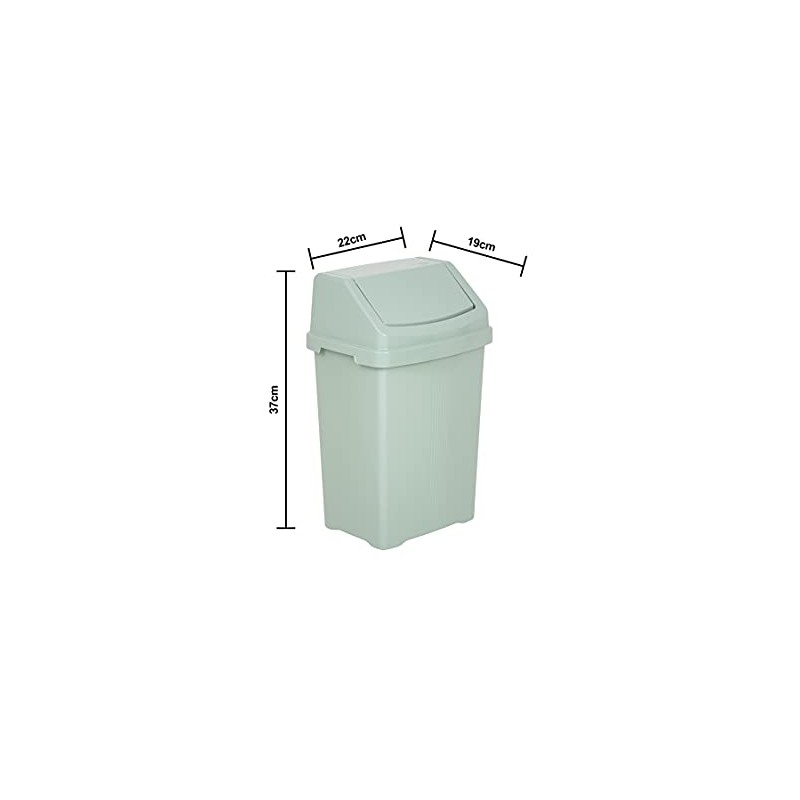 8L Litre Swing Bin Plastic Dustbin with Swing Top Lid