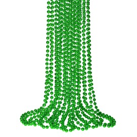 12 PCS St. Patricks Day Beads Necklace, 33" Green Mardi Gras Beads Necklaces Christmas Necklaces Irish Saint Patricks Necklaces for St. Patricks Day Mardi Gras Parade Throws Birthday Party Favors