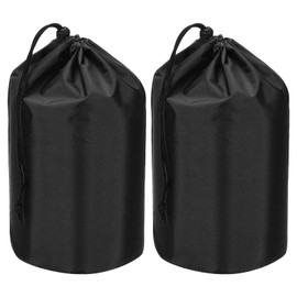 PATIKIL Stuff Sack, 2 Pcs 10 x 20 Inch Waterproof Outdoor Storage Sack Portable Drawstring Dust Flap Bag Lightweight Sleeping Bag for Camping Hiking Travel, Black