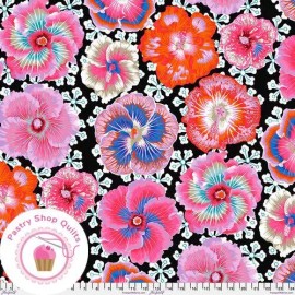 Moda KAFFE FASSETT Free Spirit FLOATING HIBISCUS J122 Contrast Floral Quilt Fabric - By the Half-Yard