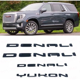 GMC Gloss Black Door Rear DENALI Yukon Emblems Letters 2021-2023 GMC Yukon Yukon XL
