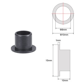 sourcing map Flanged Sleeve Plain Bearings 8 mm Bore 10 mm Outer Diameter 10 mm Length POM Coated Oil-Free Bushings Black