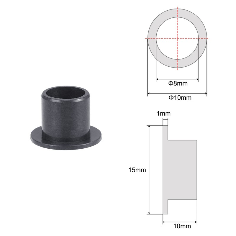 sourcing map Flanged Sleeve Plain Bearings 8 mm Bore 10